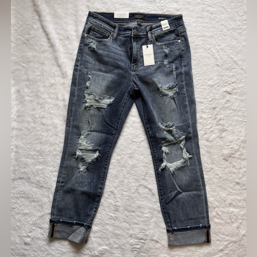 Judy Blue Women's Ripped Dark Denim Jeans